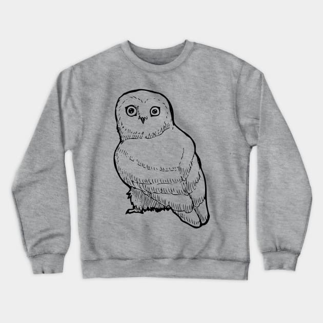 Inktober Saw Whet Owl Crewneck Sweatshirt by UntidyVenus